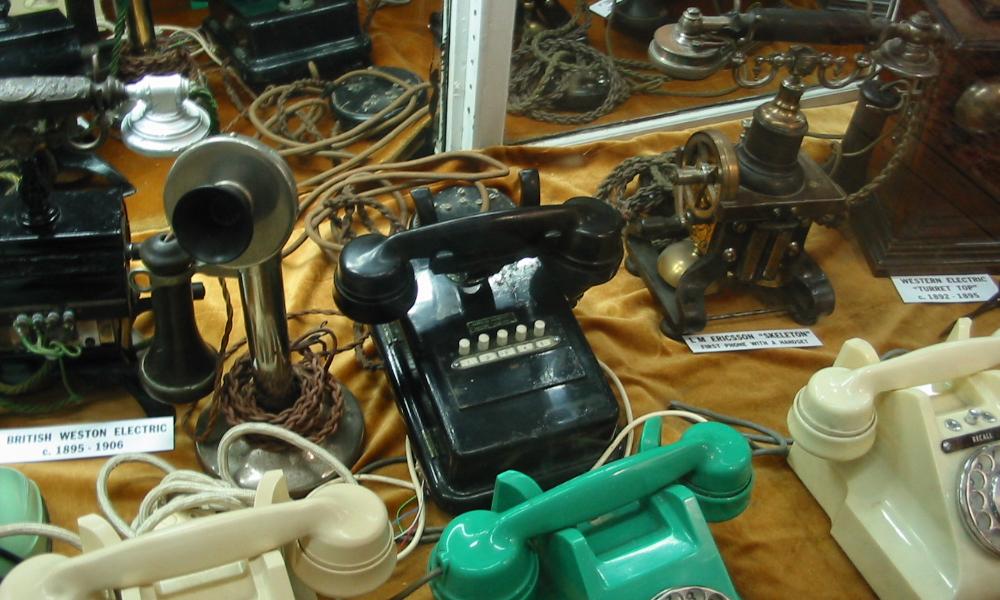 [Photo: Old telephones]