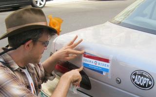 Applying a temporary bumper sticker