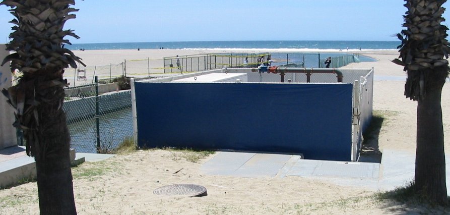 [Photo: beach water treatment]