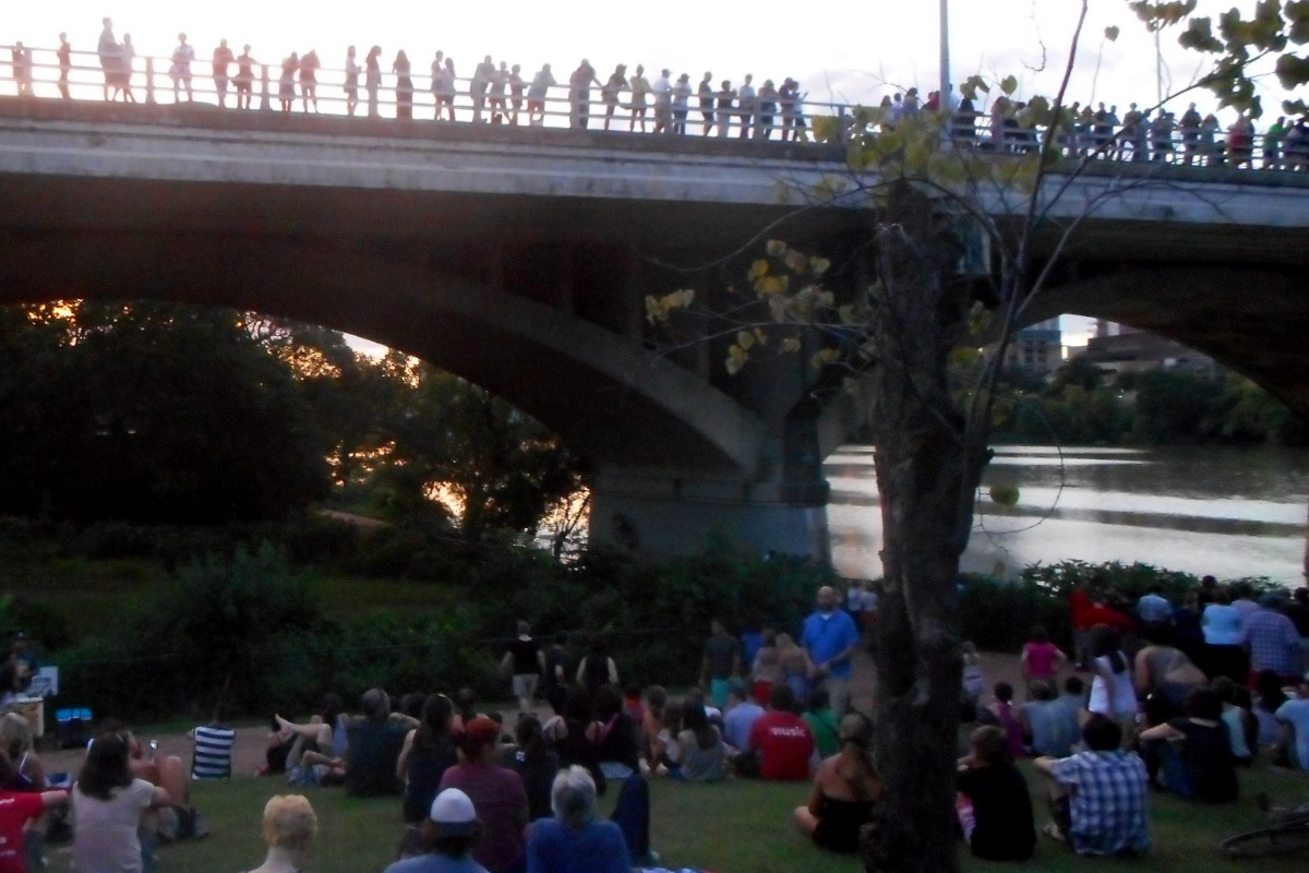 [photo: Waiting for Bats under the Congress Avenue Bridge]