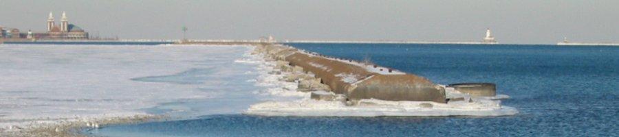 [Photo: Breakwater on Lake Michigan]