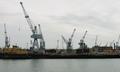 [Photo: the dockward had cranes aplenty]