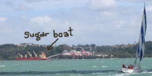 [Photo: Sugar boat loading up]