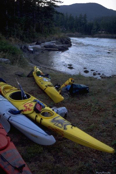 [Photo: kayaks on Doe Island]