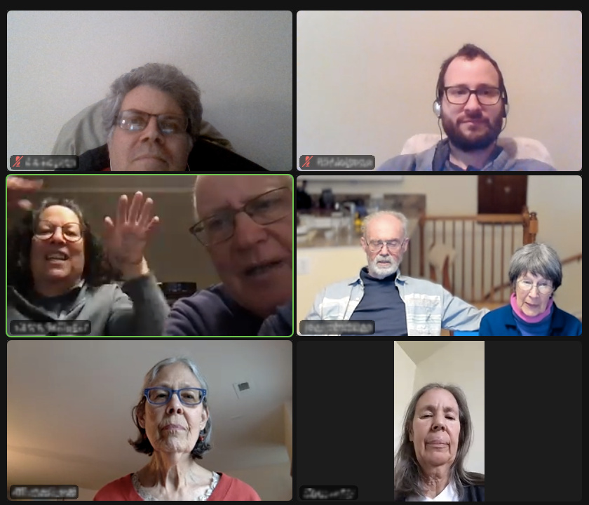 screen shot of some distinguished-looking folks videoconferencing