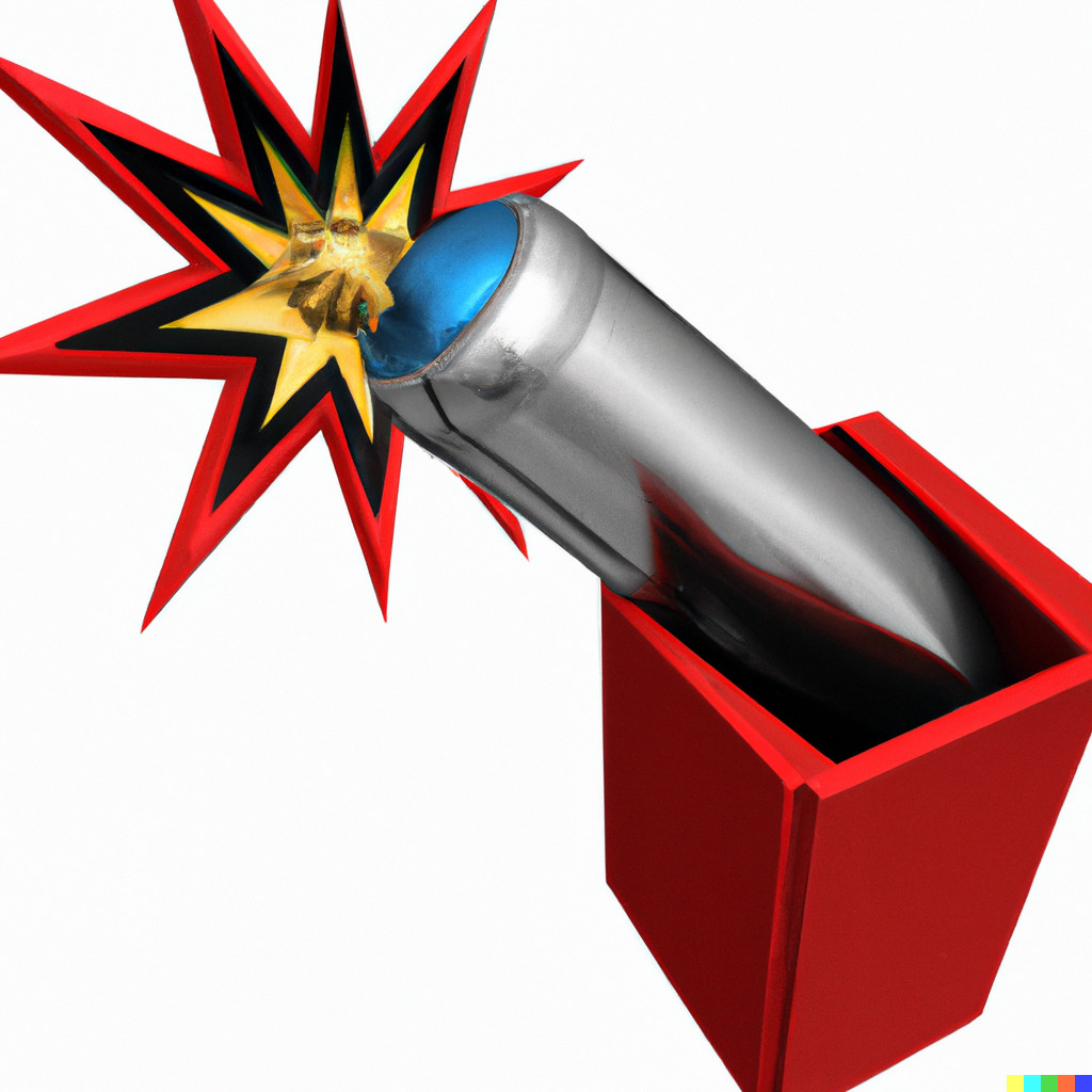 [image: bullet surprise, except it looks more like a can of spraypaint falling out of a malformed box]