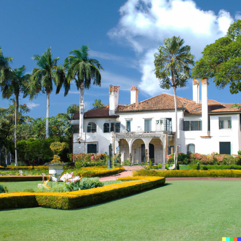 [image: florid estate, which looks like a Miami mansion with a nice garden out front. I don't think I'd go so far as to call it 'florid' though]