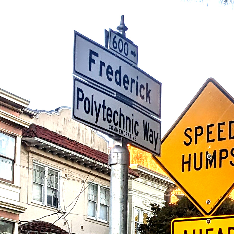 [street signs: the 600 block of Frederick is also called Polytechnic Way]