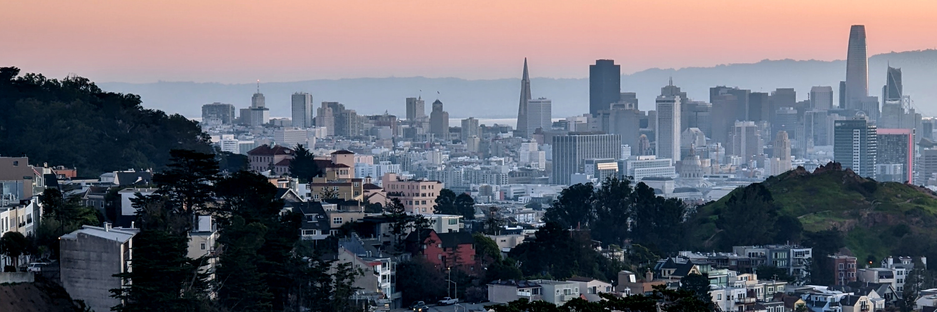 view from San Francisco's Tank Hill just before sunrise