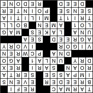 upside-down filled in crossword grid