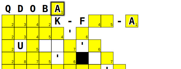puzzle with letters and blanks to fill in. Some knowledgable person saw QDOB_ and filled in an A to make Qdoba