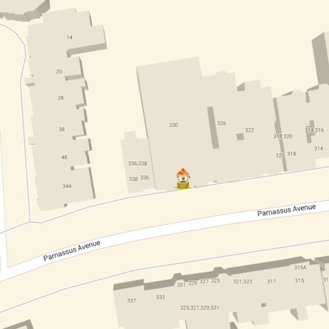 map zoomed in on 330 Parnassus Ave with a wishing well icon