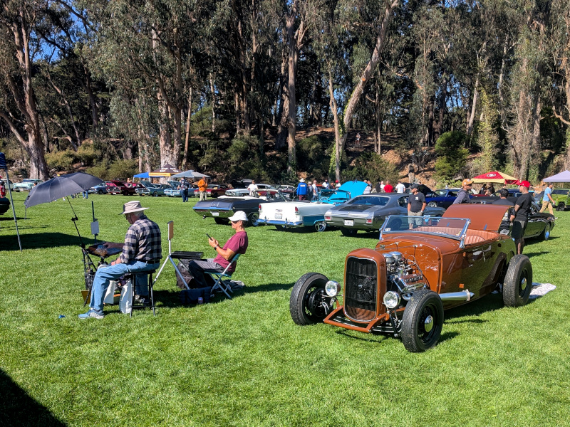 foreground: one of those brown shiny things