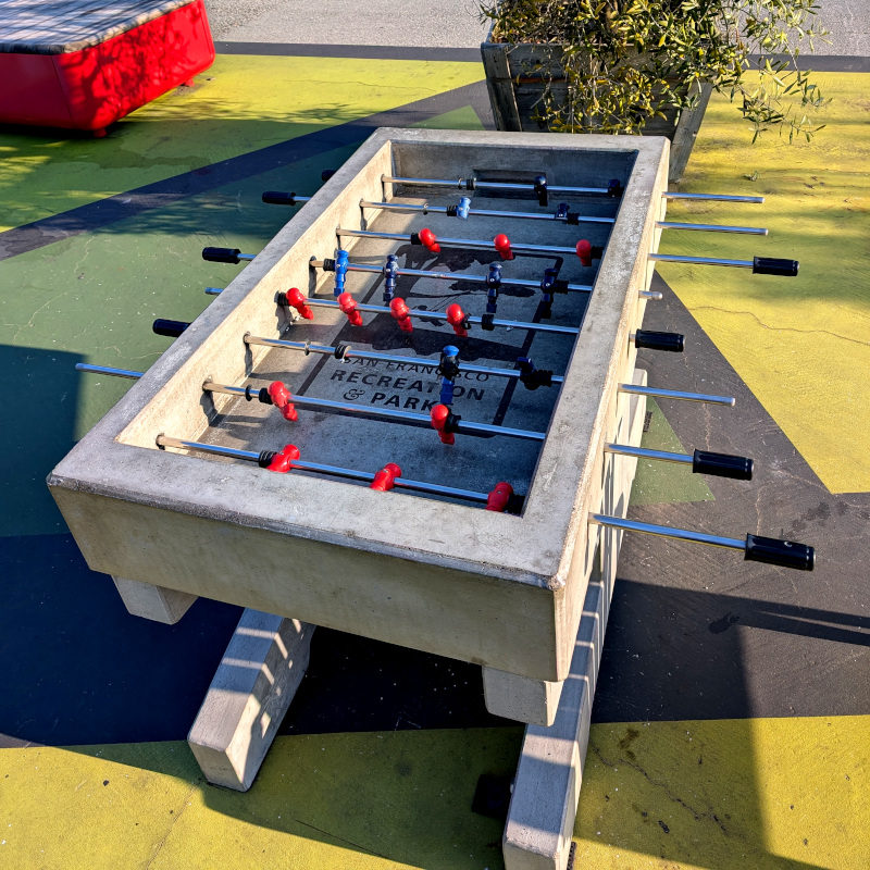 like a foosball table, but made of cement