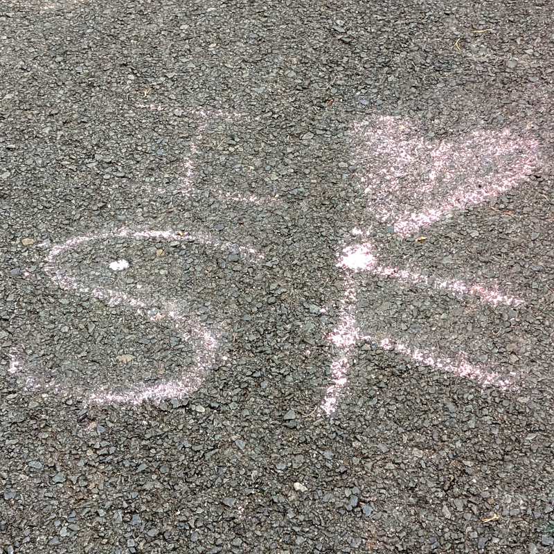 sidewalk chalk art, very faint: I ♥ SF