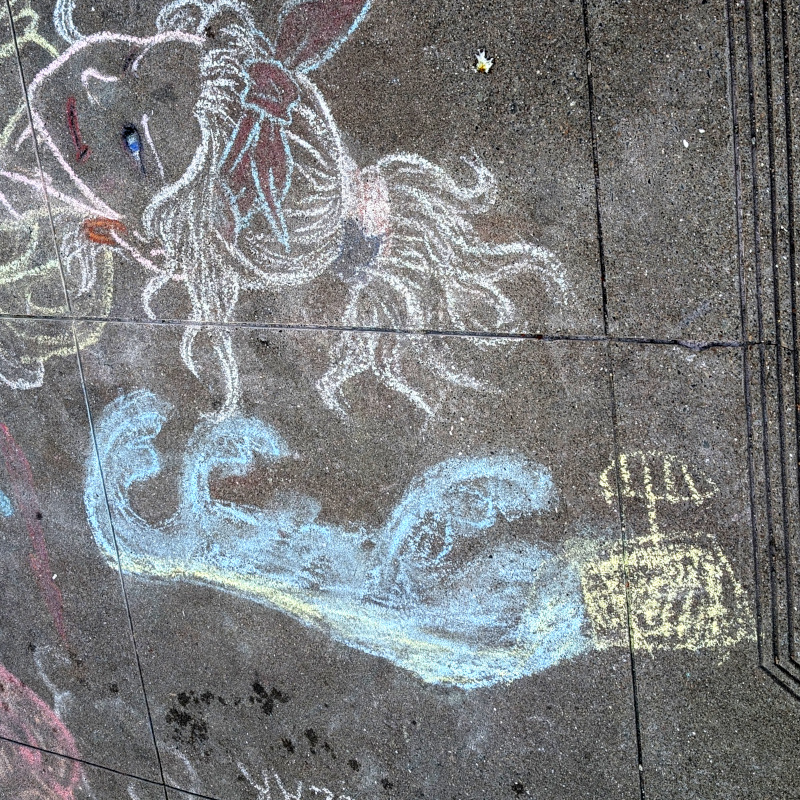 sidewalk chalk art: little beach scene