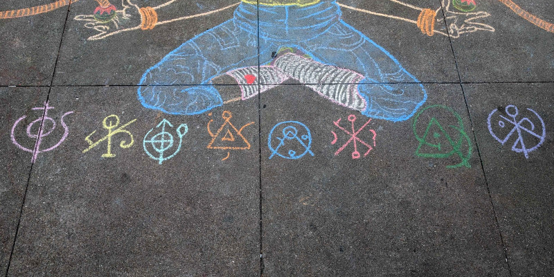 sidewalk chalk art: zooming in on the symbols