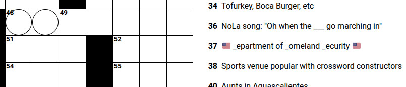 screen shot of crossword puzzle UI