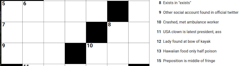 screen shot of crossword-solving UI from the link. Part of a crossword grid, plus some clues